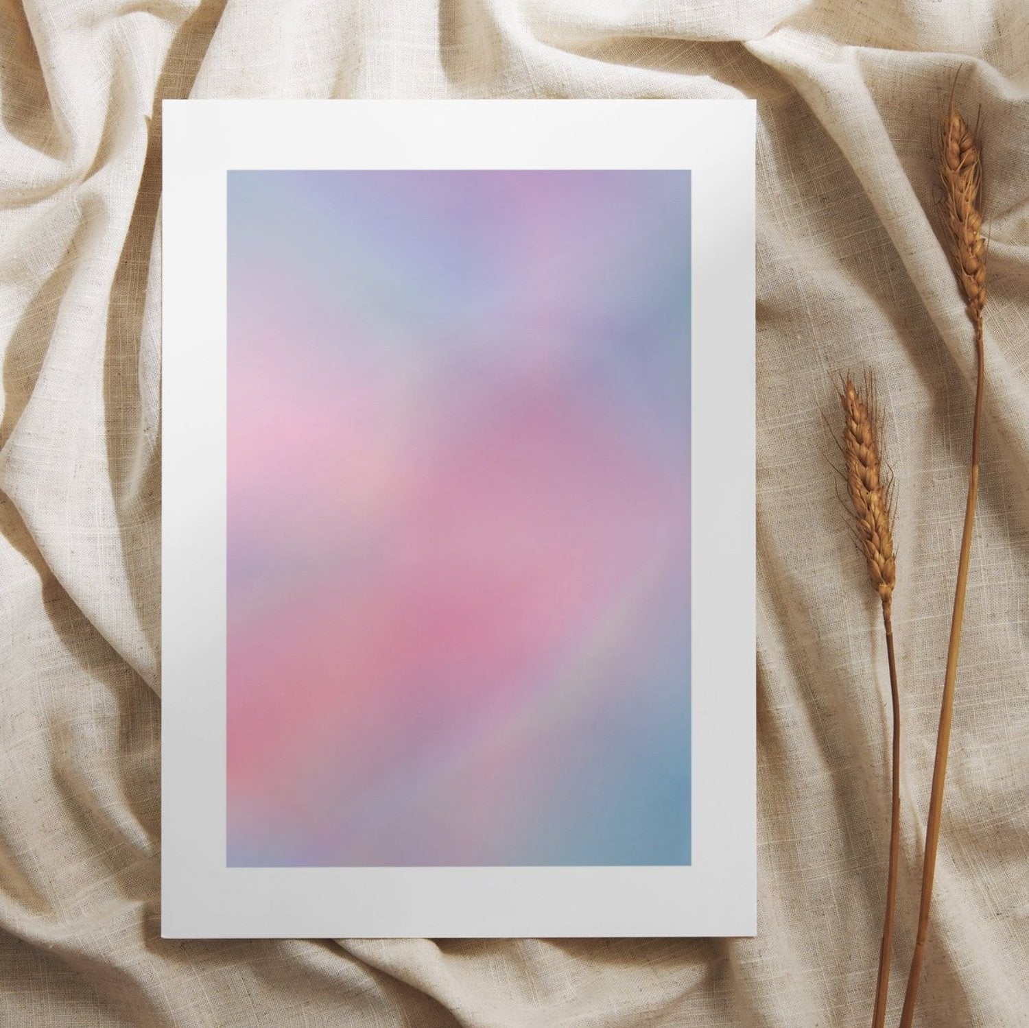 Framed pastell gradient art poster in soft pink and blue hues for Dreamy Pastell Gradient