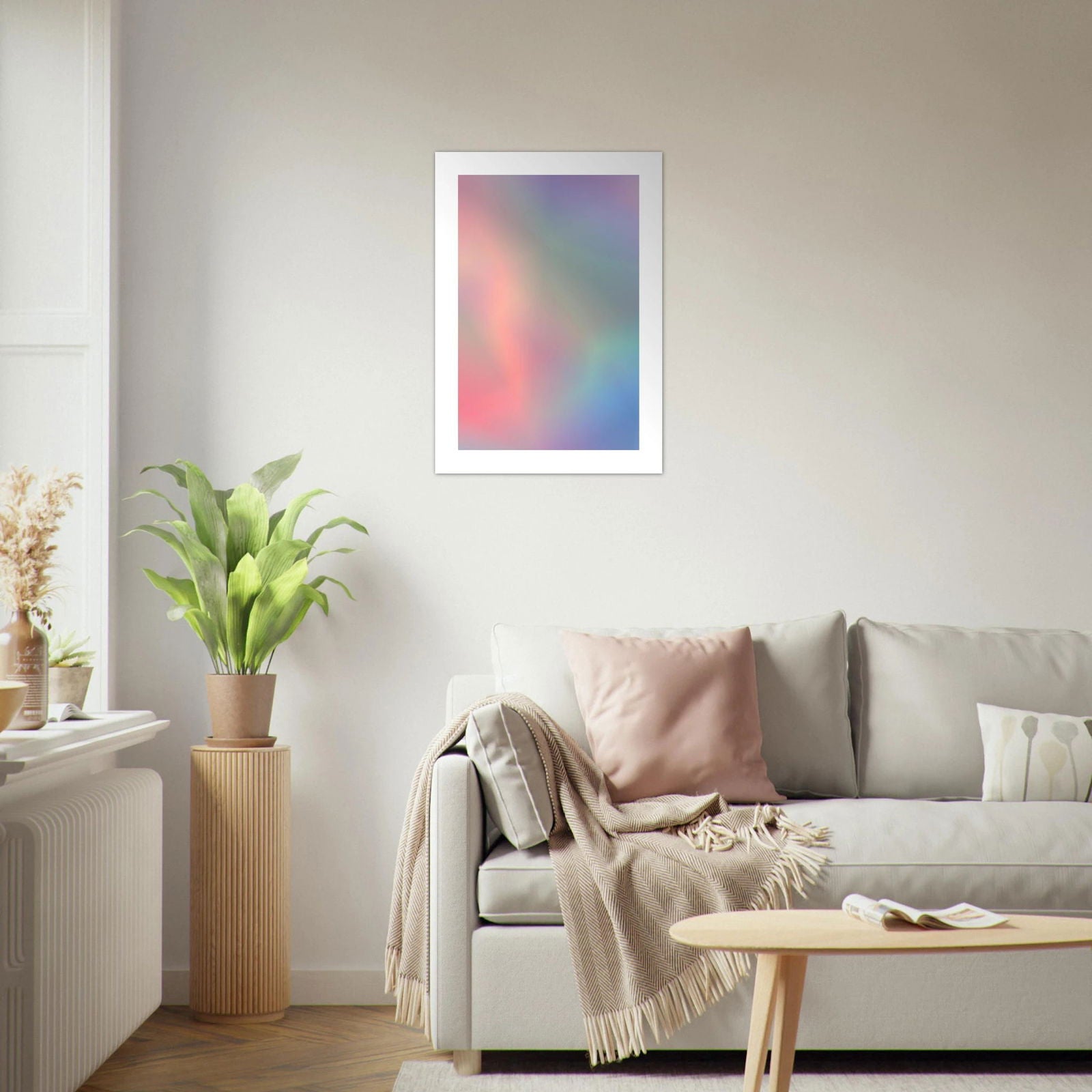 Framed Dreamy Pastell Gradient Art Poster in sanften Pastellfarben