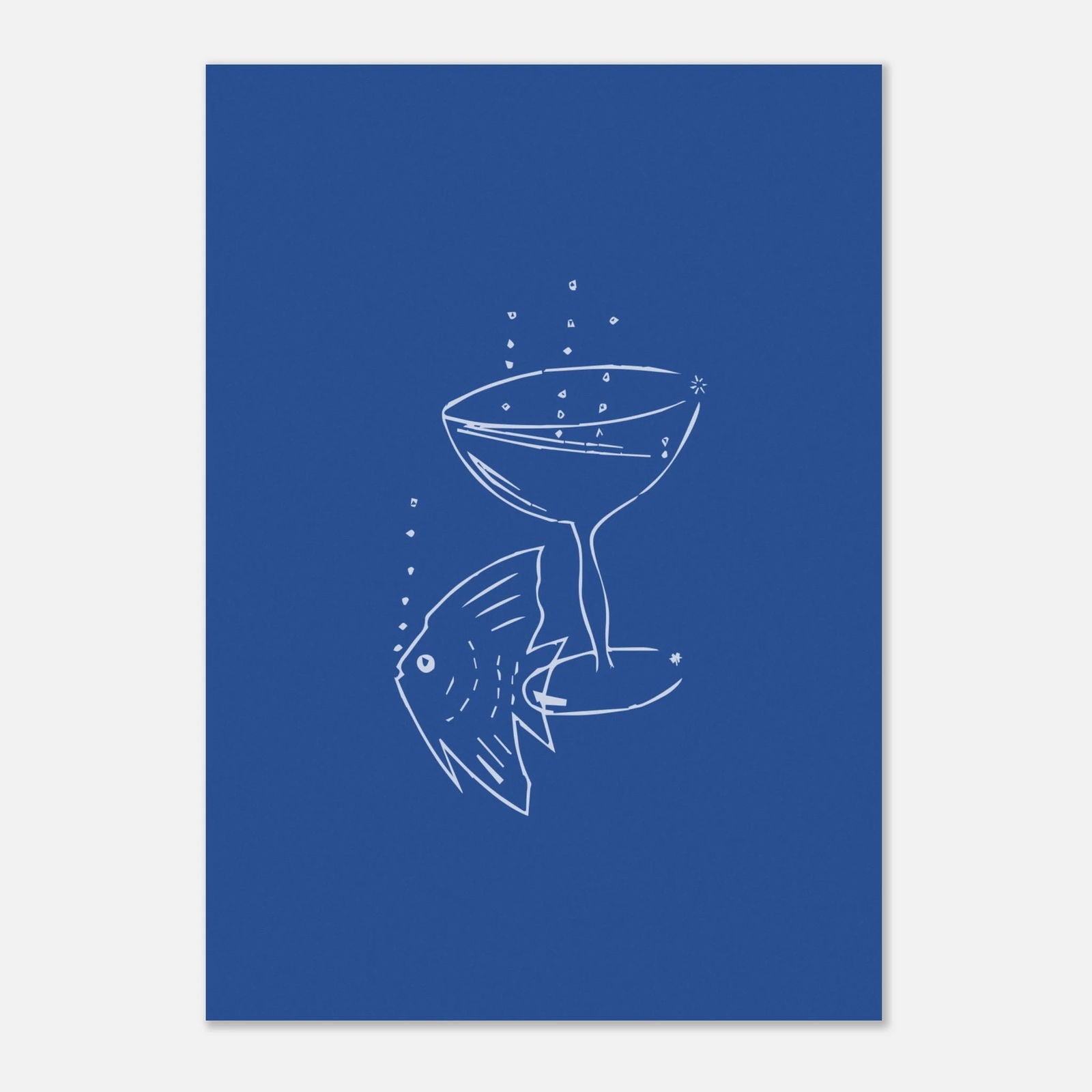 AAM_Fish And Glass Graphics Art Poster Blau Weiß