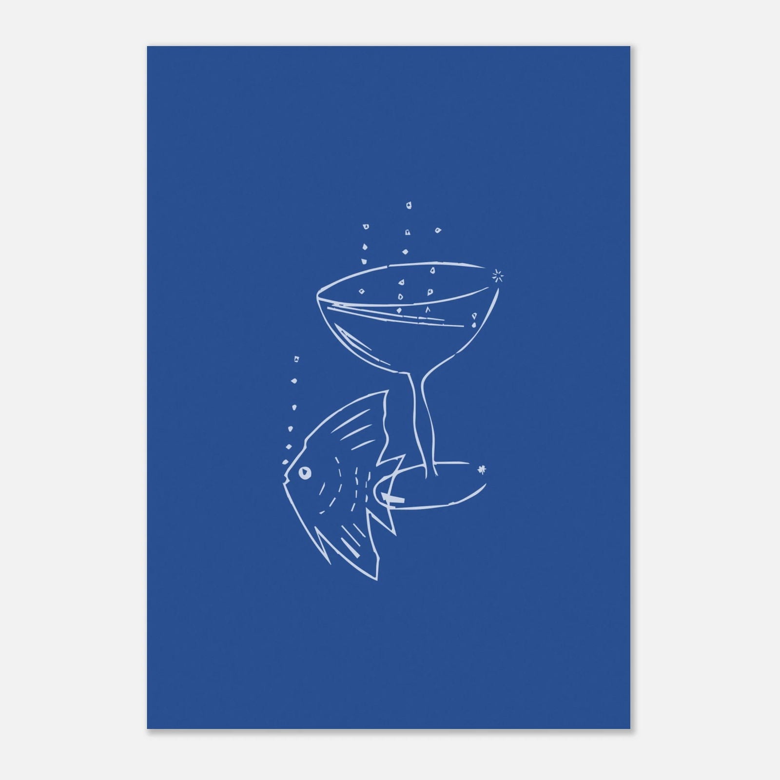 AAM_Fish And Glass Graphics Art Poster Blau Weiß