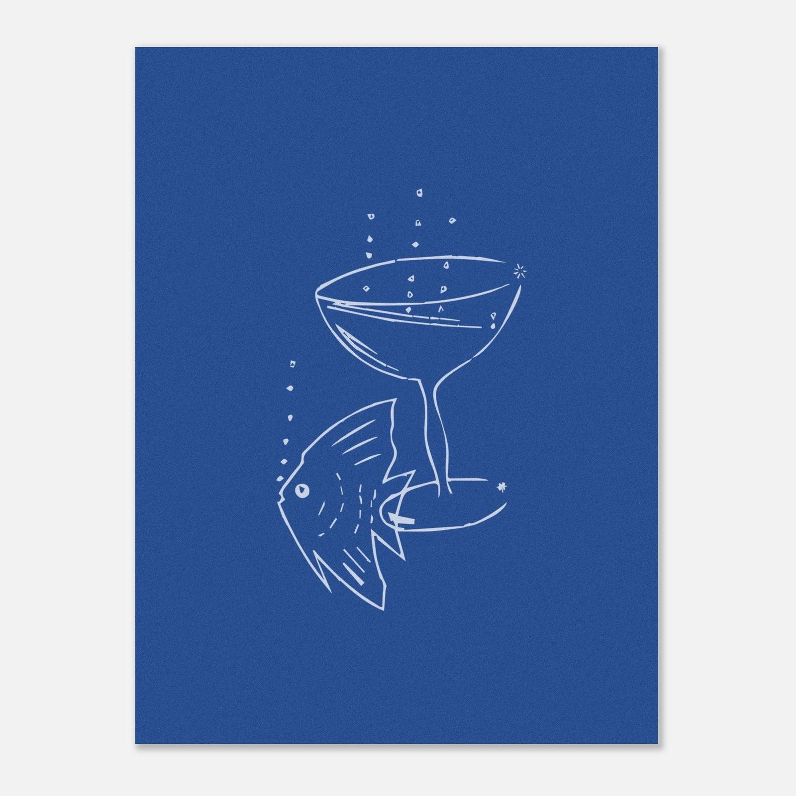 AAM_Fish And Glass Graphics Art Poster Blau Weiß