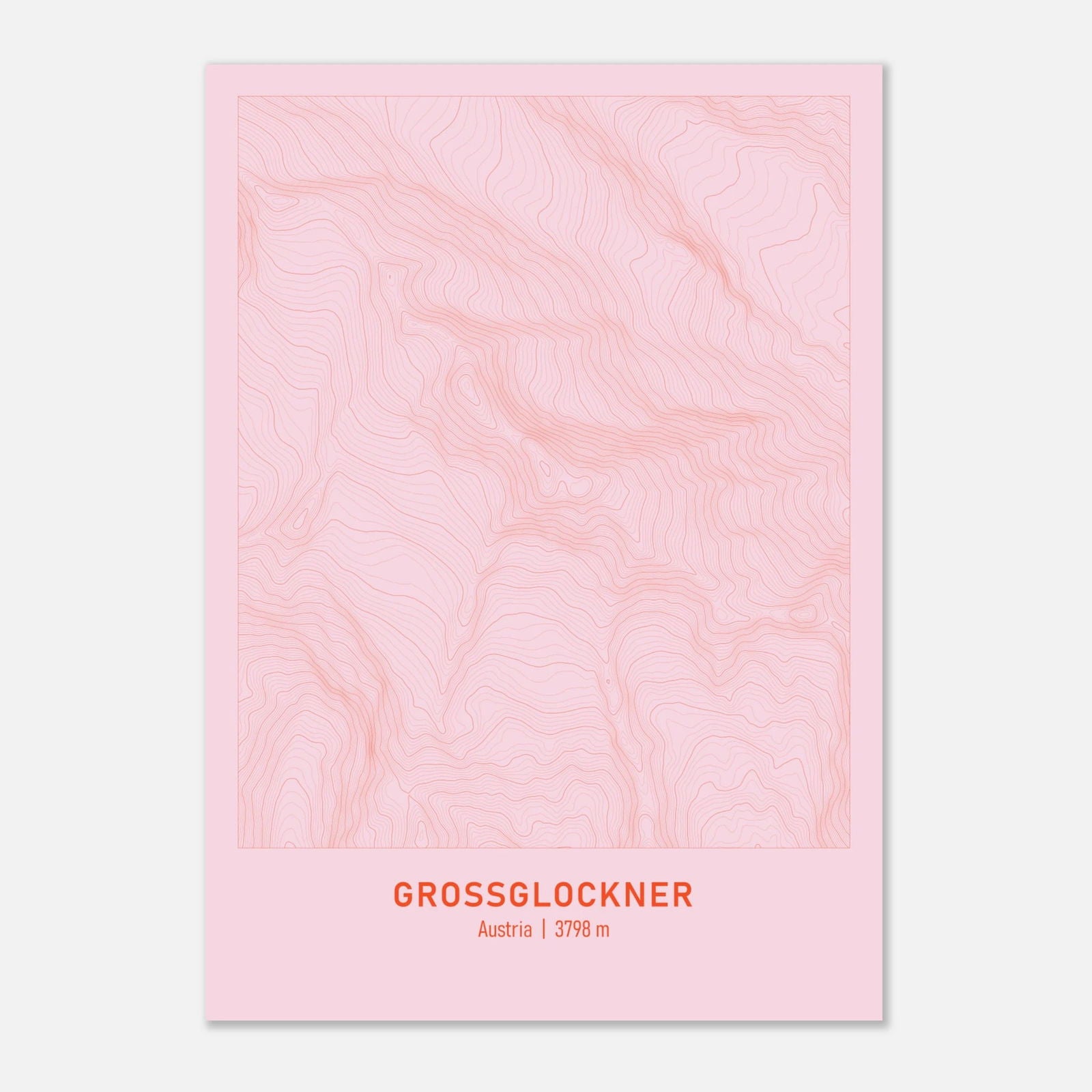 AAM_Großglockner Berg Höhenlinien Karte Poster - Rosa Rot