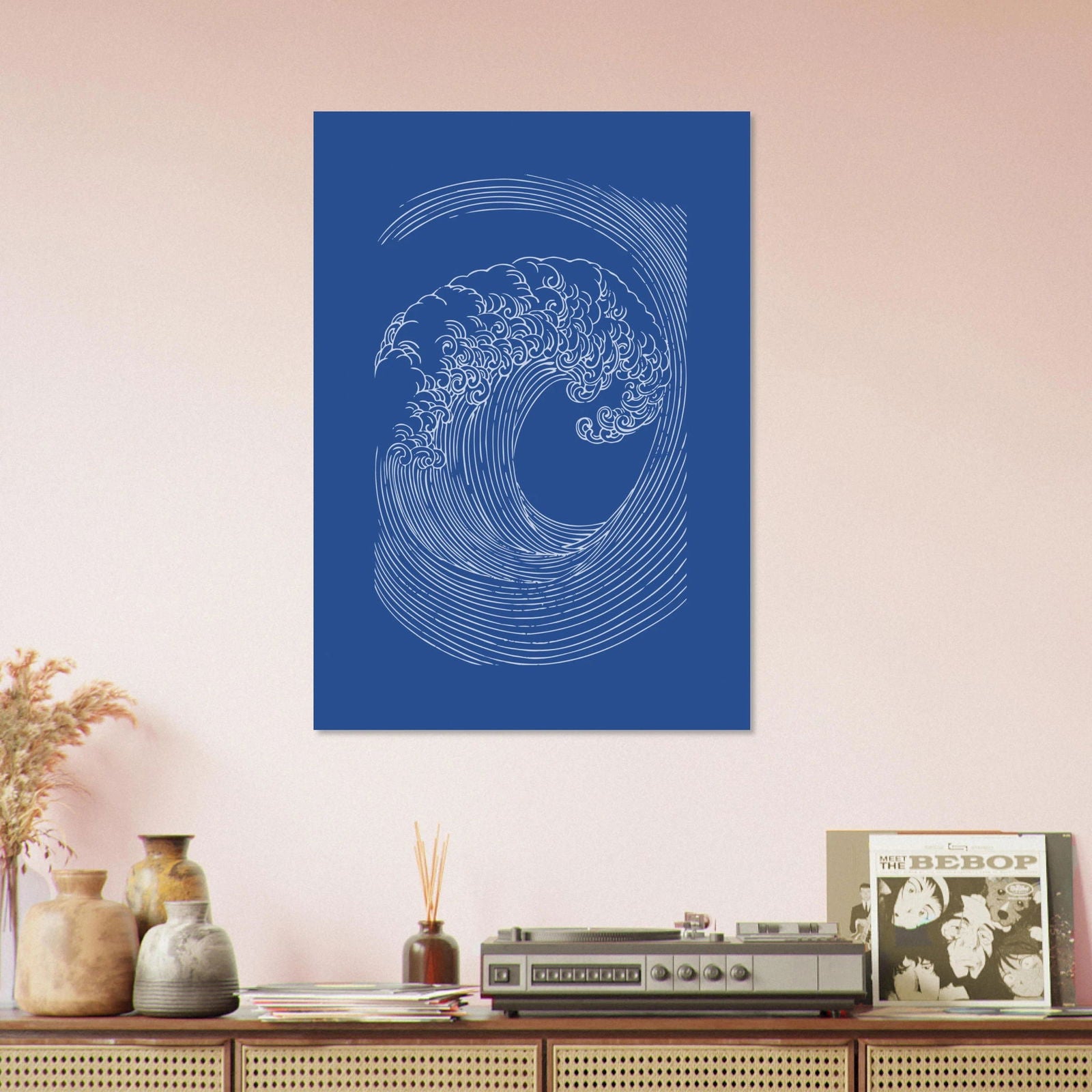 AAM_Sparkling Waves Graphics Art Poster Blau Weiß