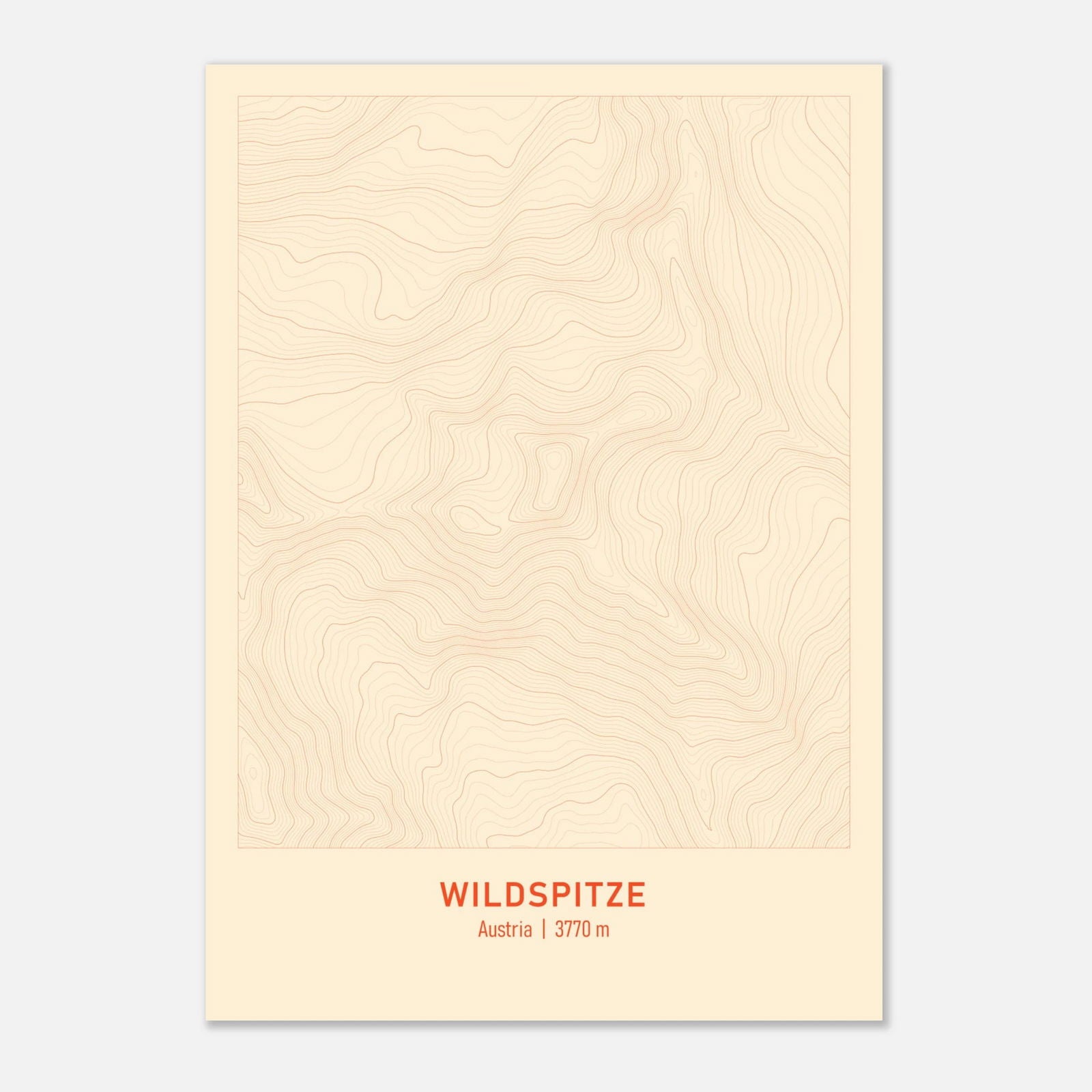 AAM_Wildspitze Berg Höhenlinien Karte Poster - Beige Rot