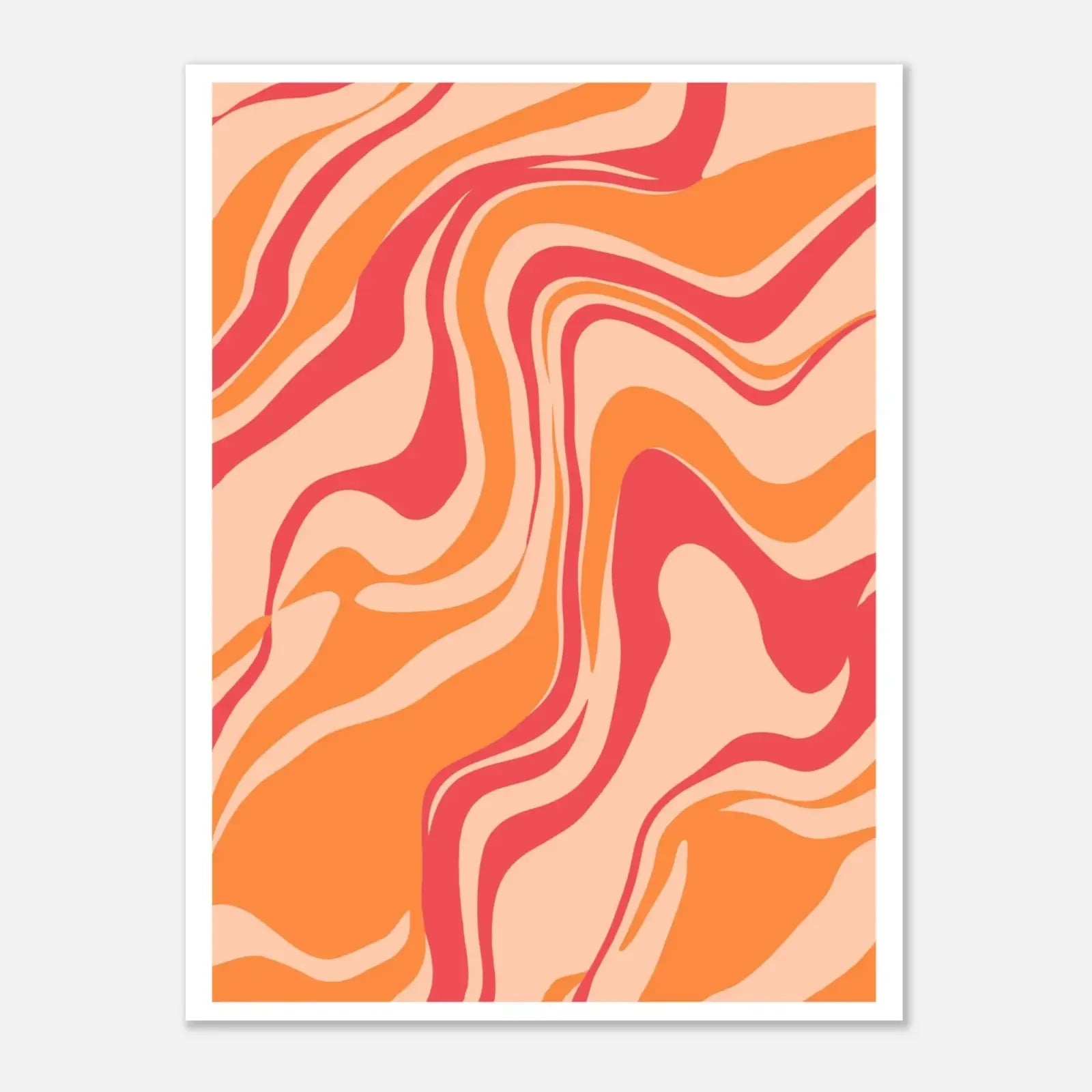 Abstraktes Kunstposter mit orange-rosafarbenem Wirbelmuster, Lava Swirl Flow