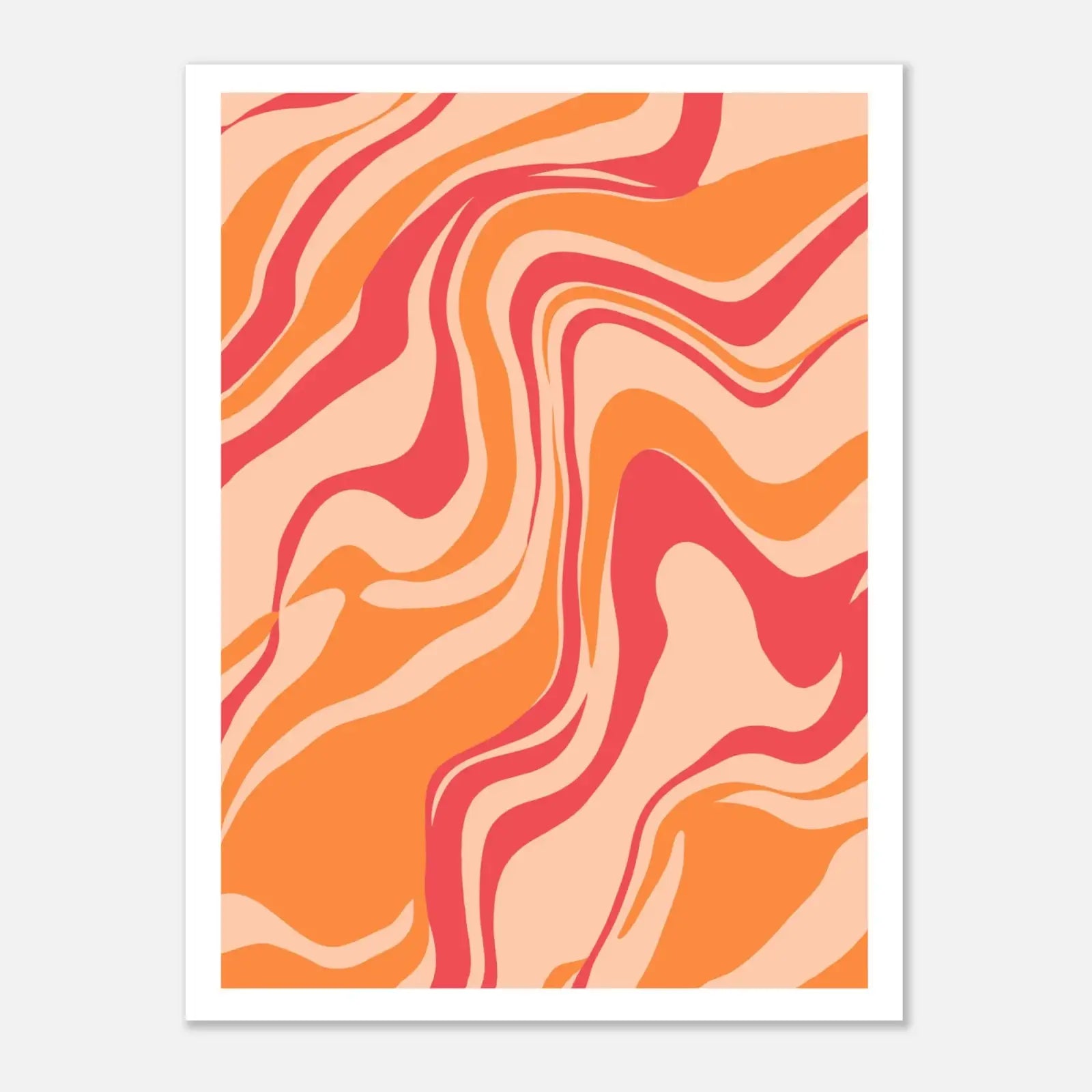 Abstrakte orange und rote Wirbelmuster Kunstposter Lava Swirl Flow #02 Beige Orange Rot