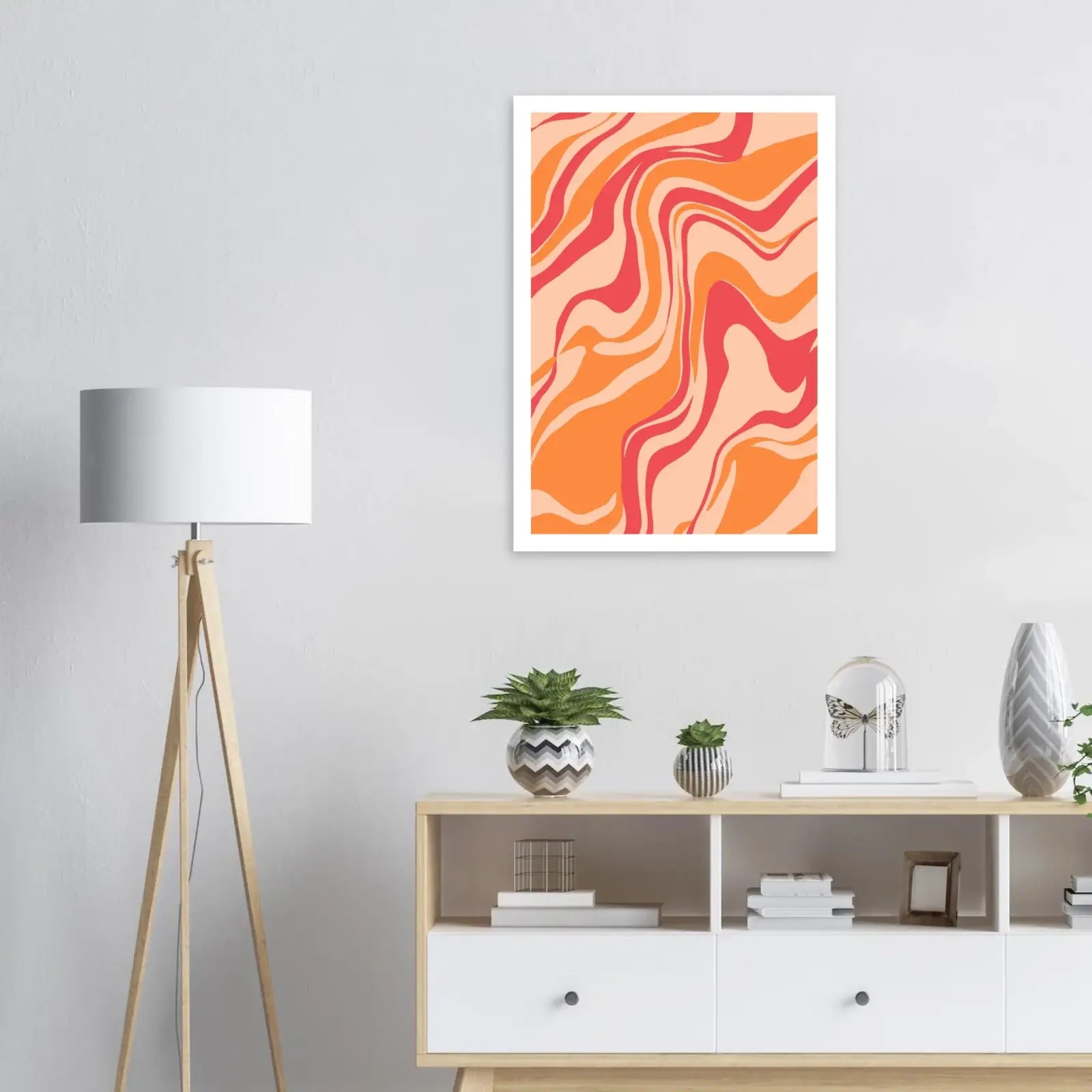 Abstracte orange-rot swirl Kunst Poster Lava Swirl Flow für moderne Wohnräume