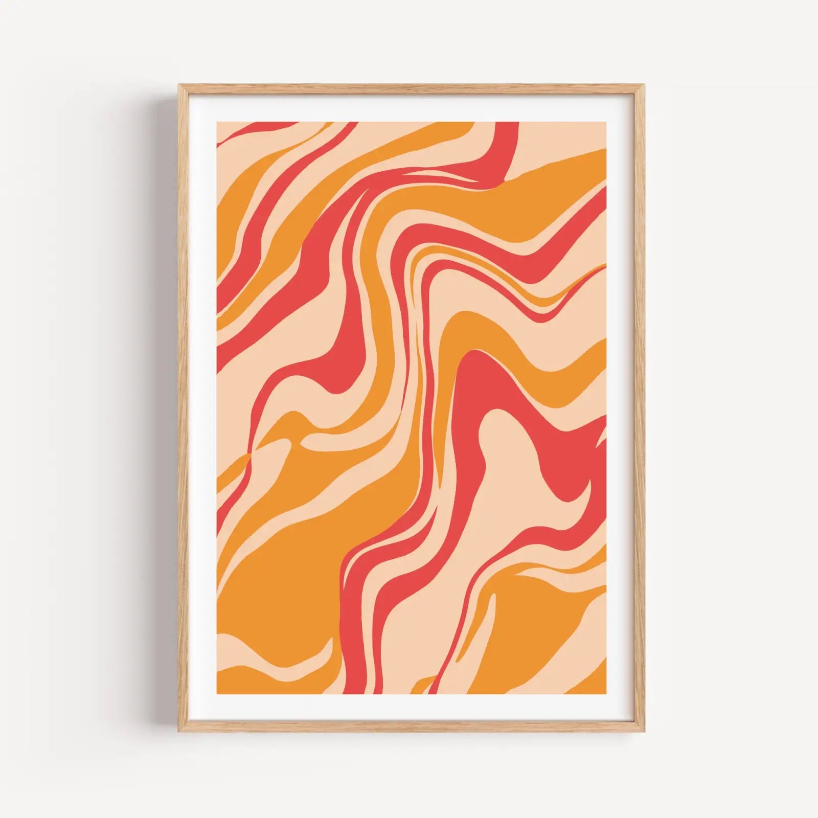 Gestaltetes Kunstdruck mit Lava Swirl Flow in Beige Orange Rot