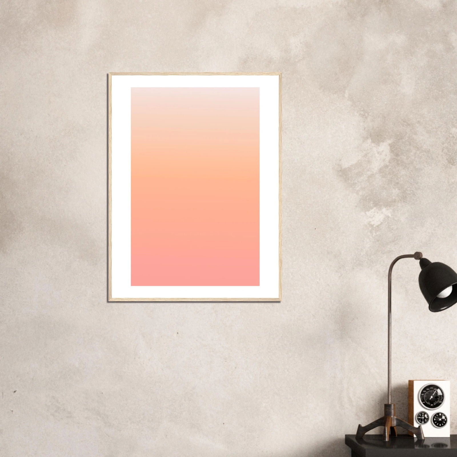 AAM_Linear Pastell Gradient Art Poster im Holzrahmen - Apricot-Peach