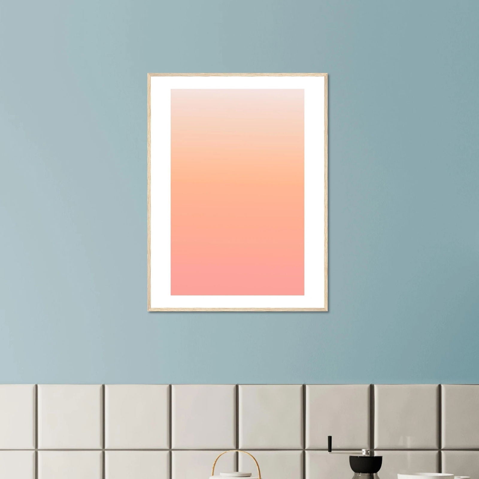 AAM_Linear Pastell Gradient Art Poster im Holzrahmen - Apricot-Peach