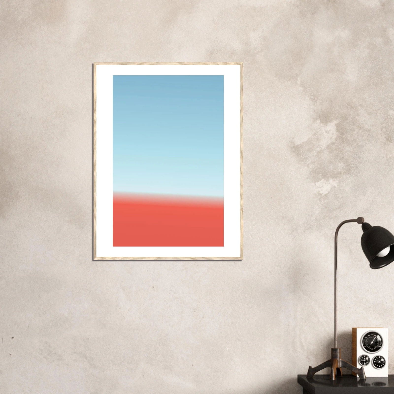AAM_Linear Pastell Gradient Art Poster im Holzrahmen - Desert Horizon
