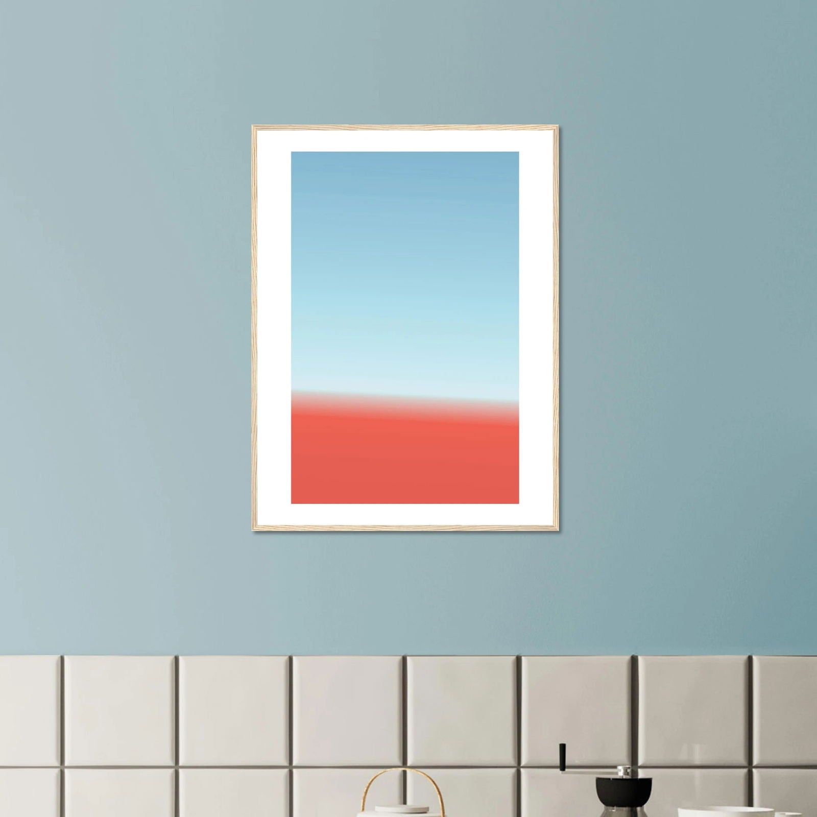 AAM_Linear Pastell Gradient Art Poster im Holzrahmen - Desert Horizon