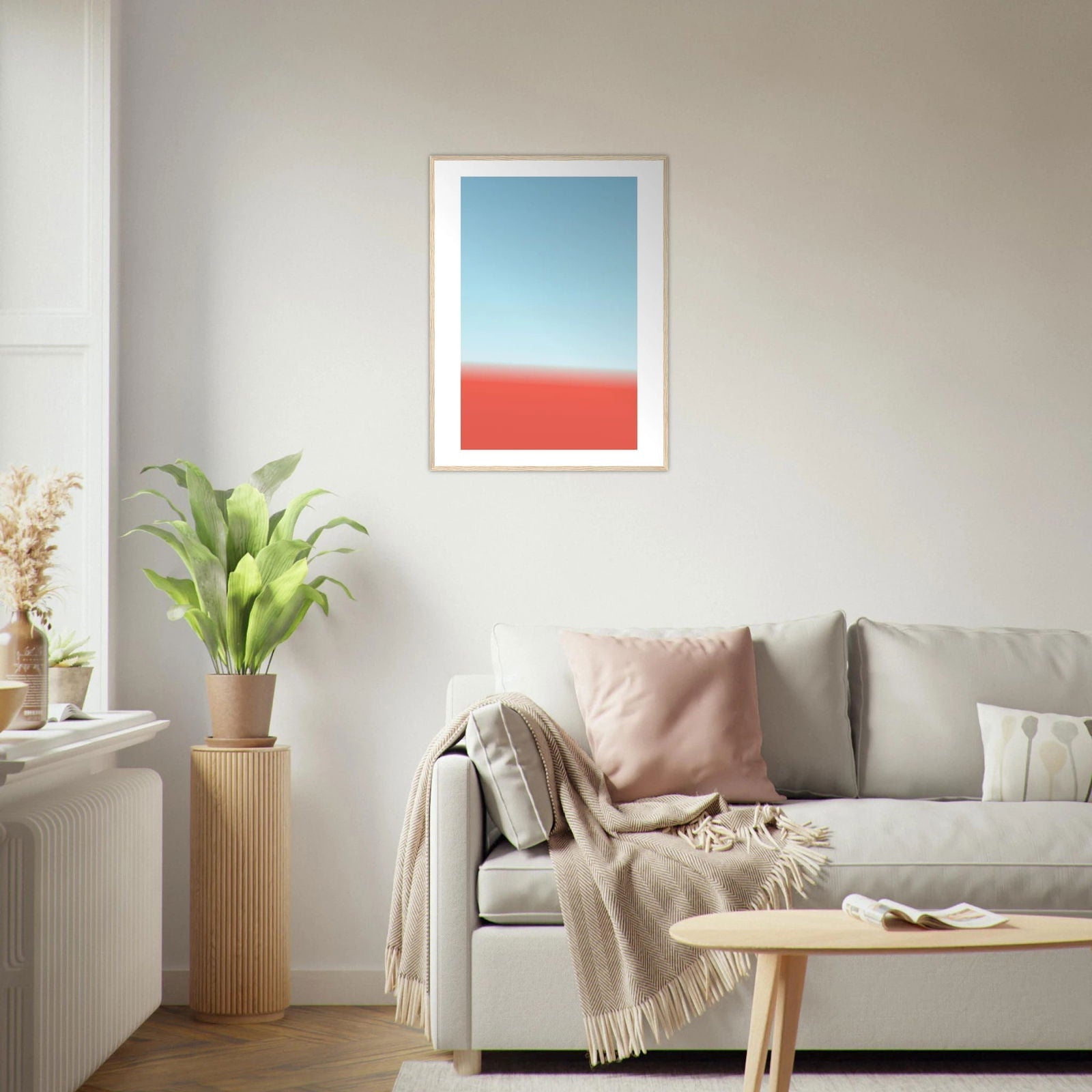 AAM_Linear Pastell Gradient Art Poster im Holzrahmen - Desert Horizon