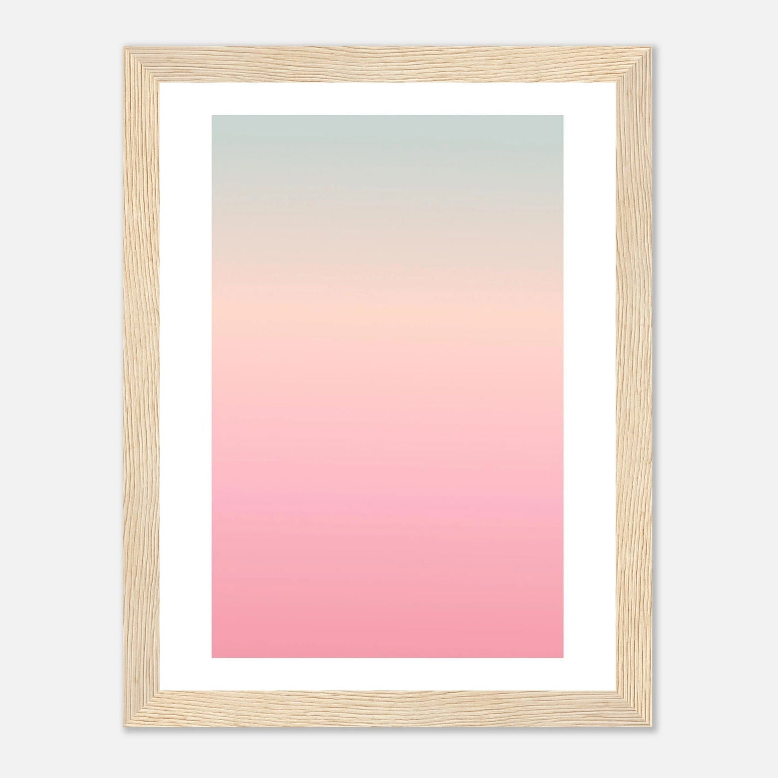 AAM_Linear Pastell Gradient Art Poster im Holzrahmen - Grün Rosa
