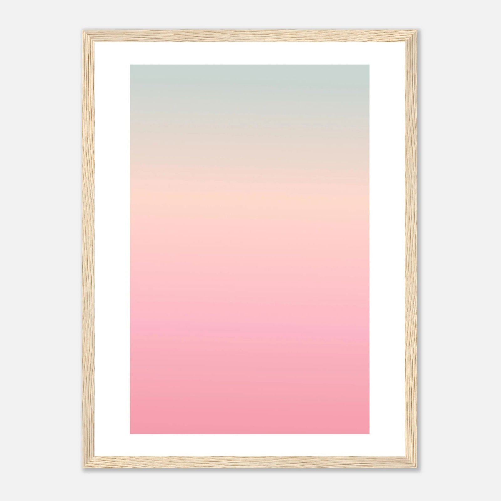 AAM_Linear Pastell Gradient Art Poster im Holzrahmen - Grün Rosa