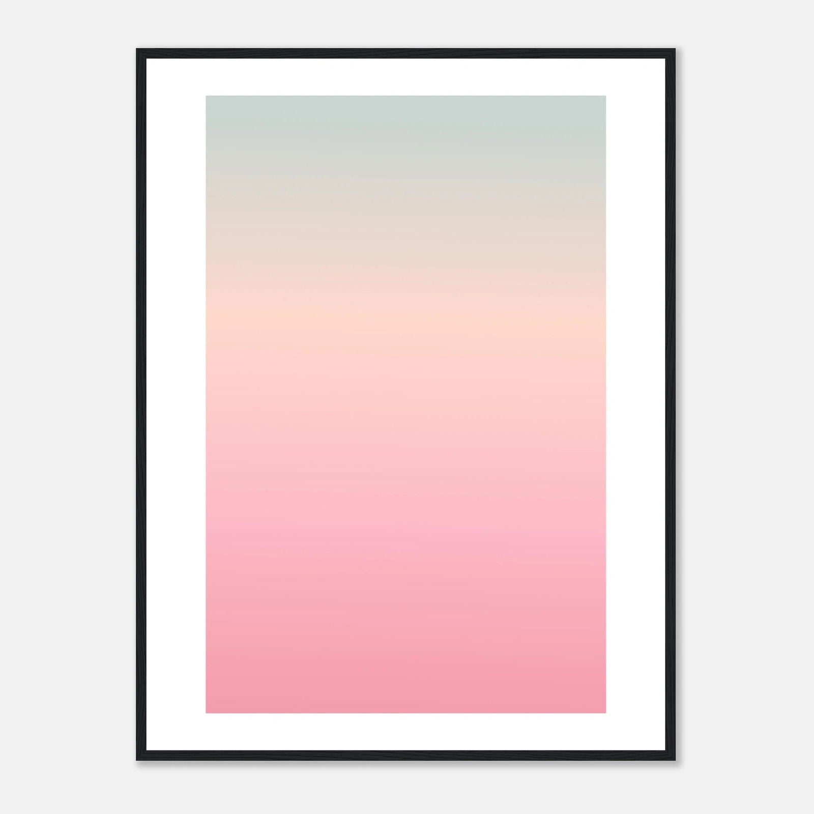AAM_Linear Pastell Gradient Art Poster im Holzrahmen - Grün Rosa