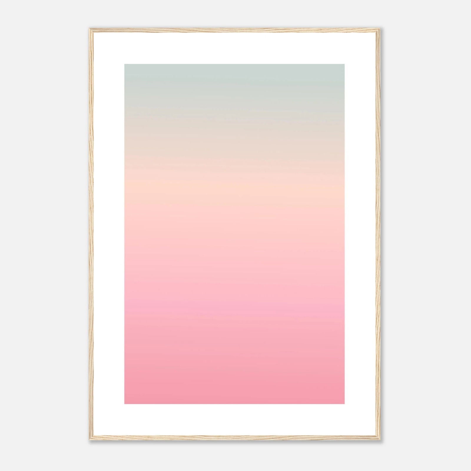 AAM_Linear Pastell Gradient Art Poster im Holzrahmen - Grün Rosa