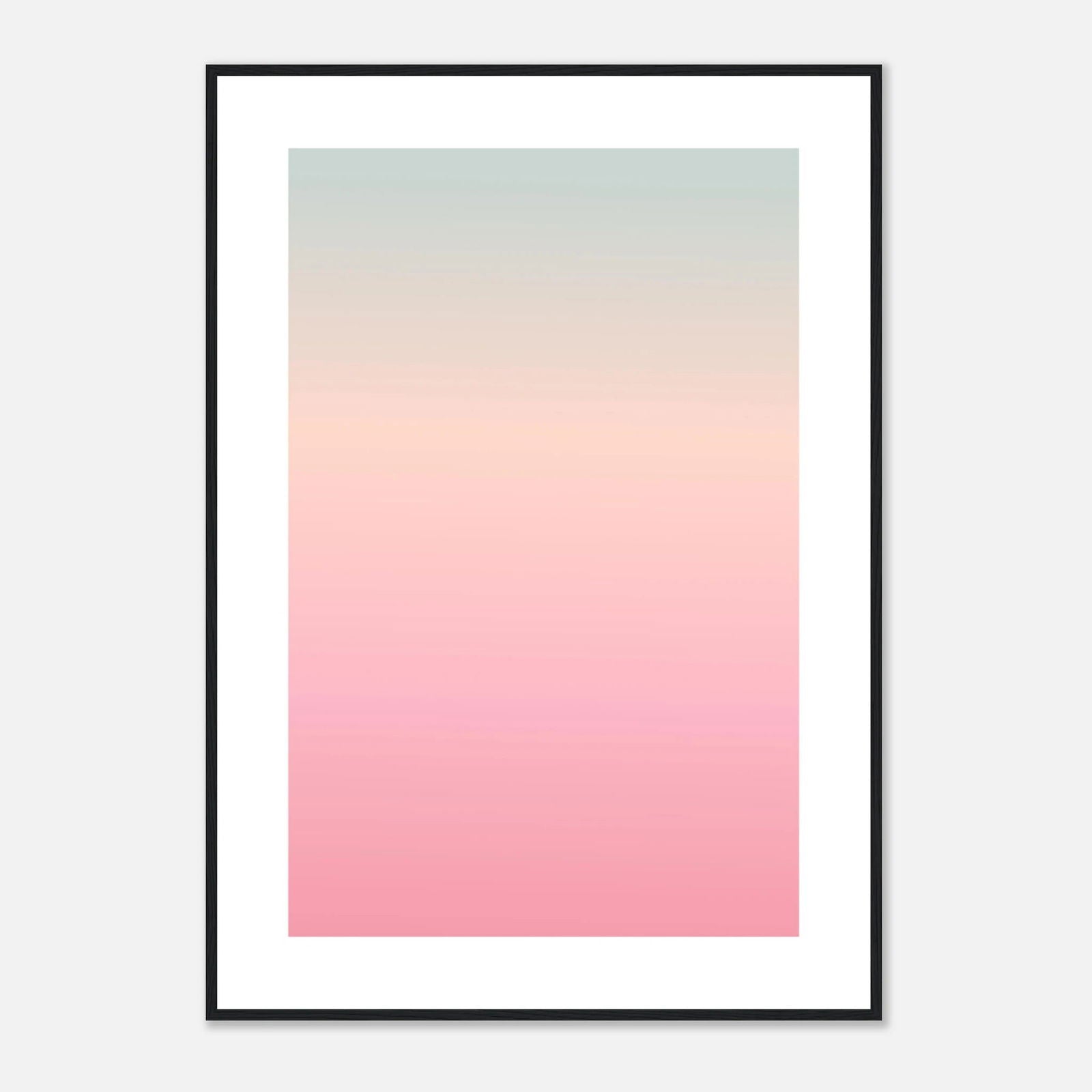 AAM_Linear Pastell Gradient Art Poster im Holzrahmen - Grün Rosa