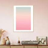 AAM_Linear Pastell Gradient Art Poster im Holzrahmen - Grün Rosa
