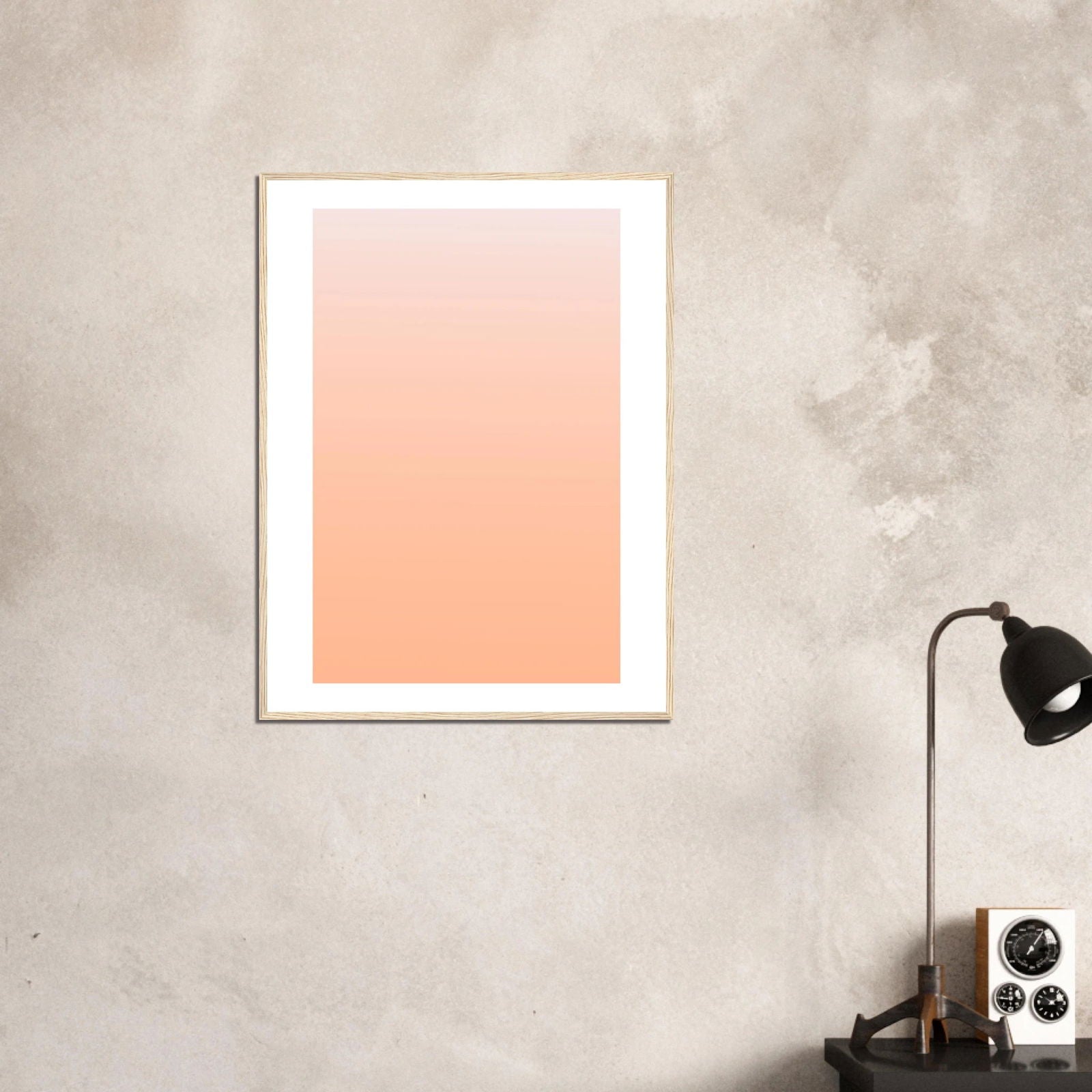 AAM_Linear Pastell Gradient Art Poster im Holzrahmen - Orange