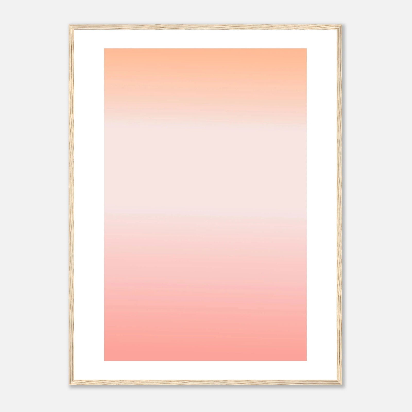AAM_Linear Pastell Gradient Art Poster im Holzrahmen - Orangeweiß