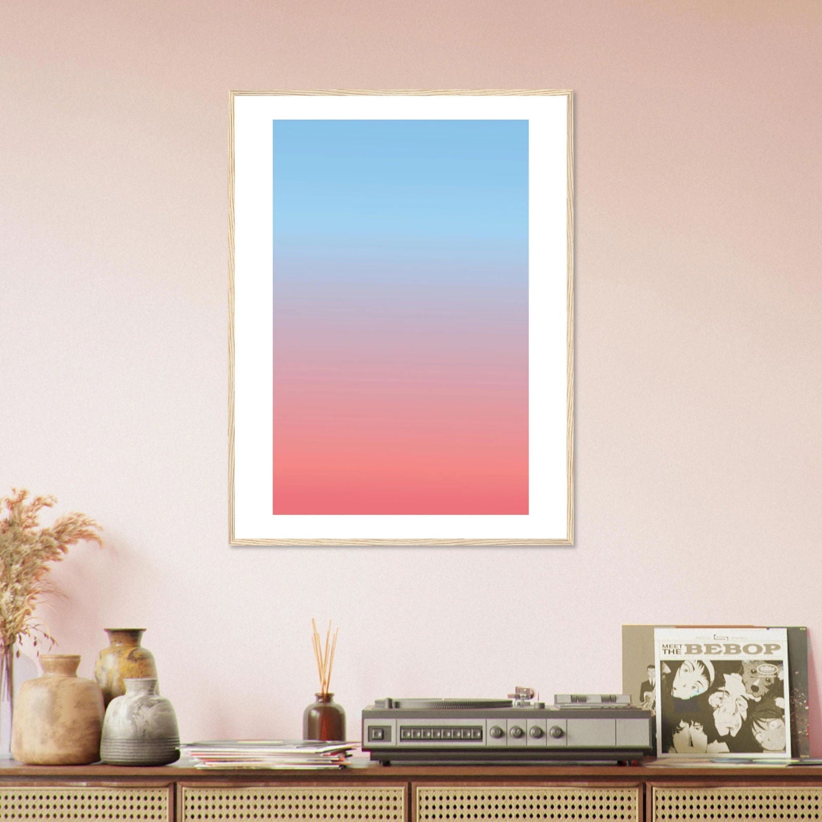 AAM_Linear Pastell Gradient Art Poster im Holzrahmen - Sky Sunset