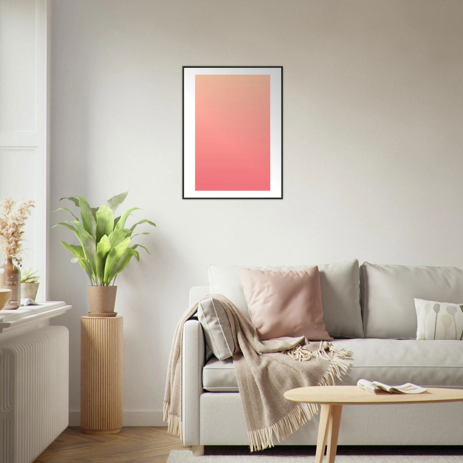 AAM_Linear Pastell Gradient Art Poster im schwarzen Metallrahmen - Rotorange