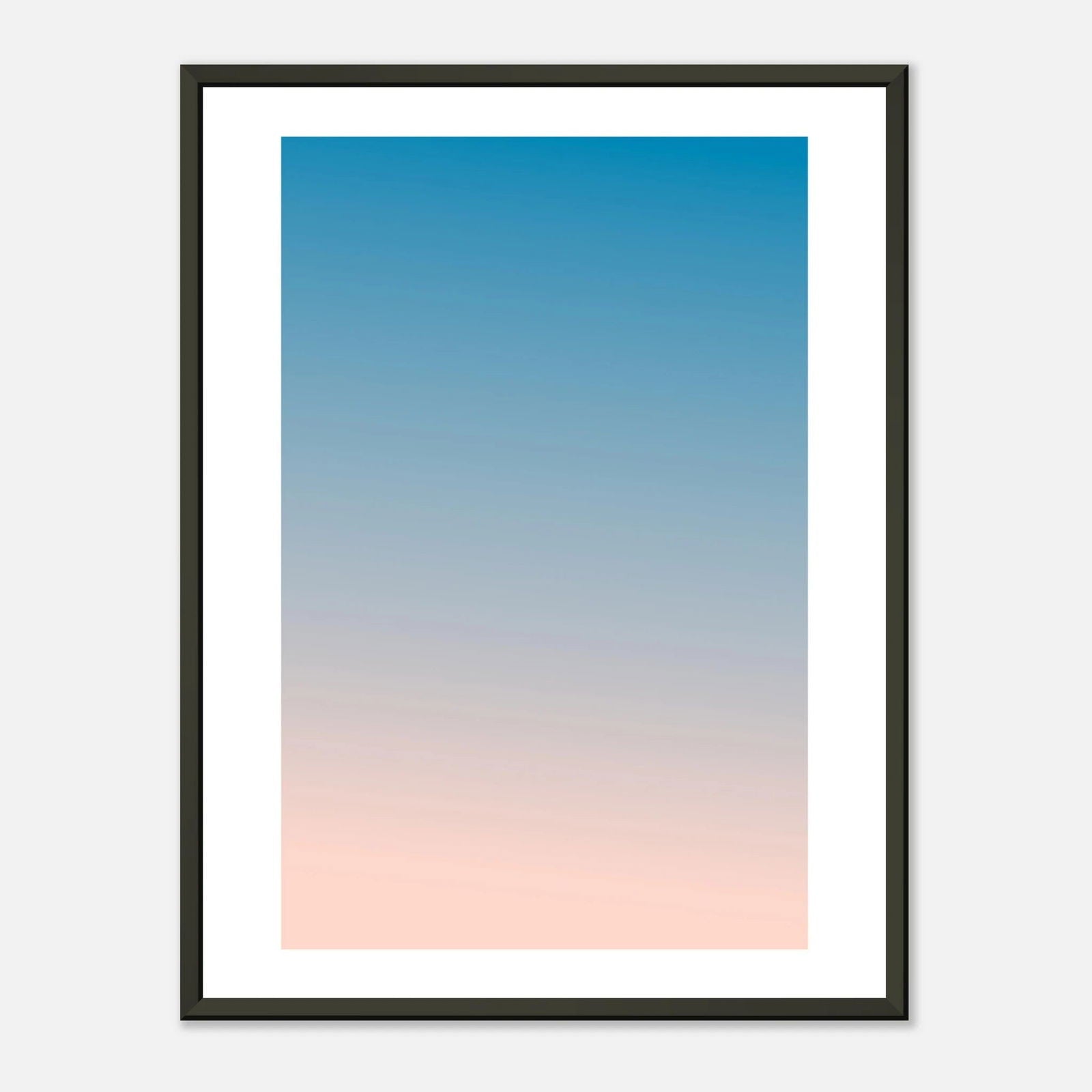 AAM_Linear Pastell Gradient Art Poster im schwarzen Metallrahmen - Beige Blau