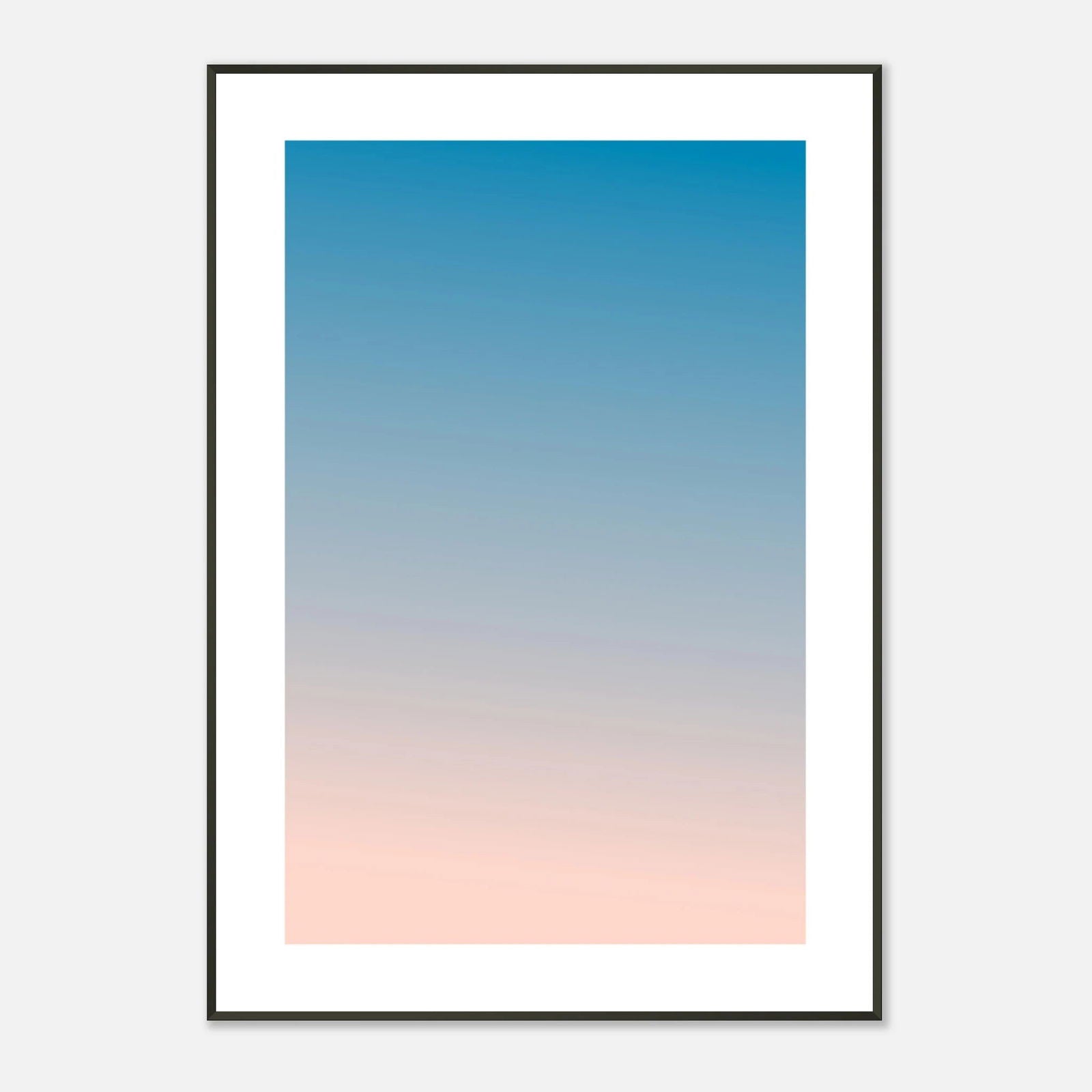 AAM_Linear Pastell Gradient Art Poster im schwarzen Metallrahmen - Beige Blau