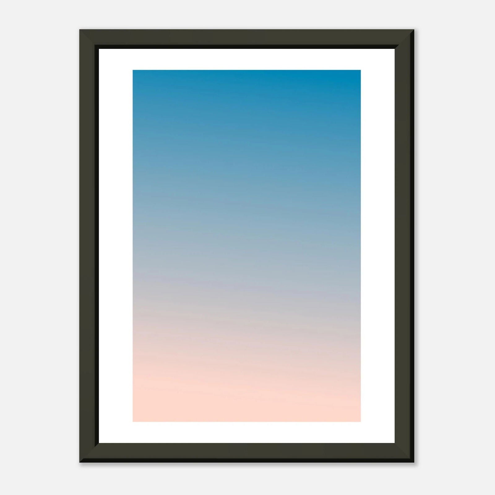 AAM_Linear Pastell Gradient Art Poster im schwarzen Metallrahmen - Beige Blau