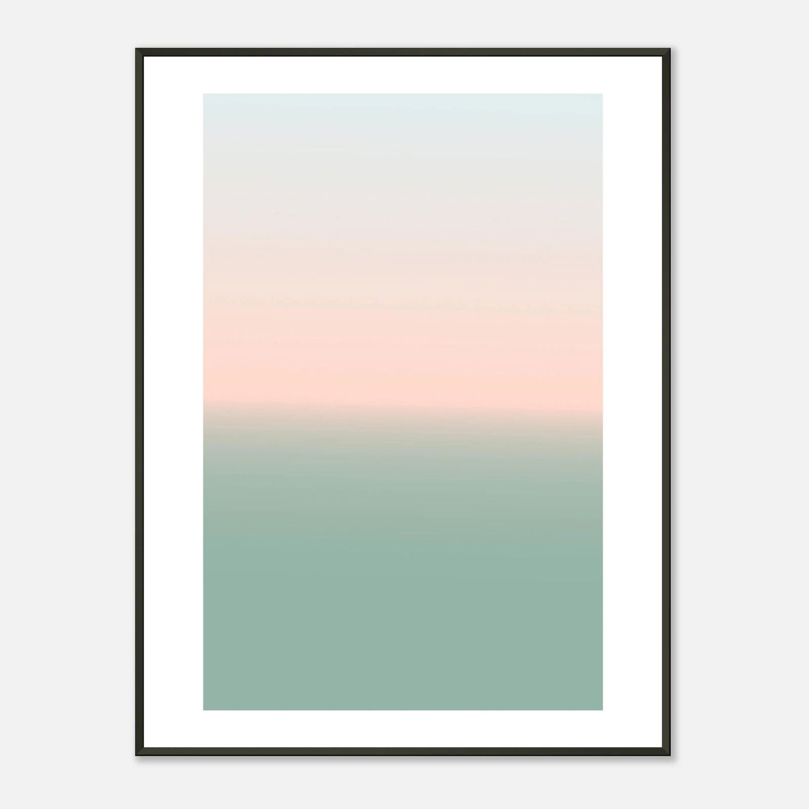 AAM_Linear Pastell Gradient Art Poster im schwarzen Metallrahmen - Grün Beige