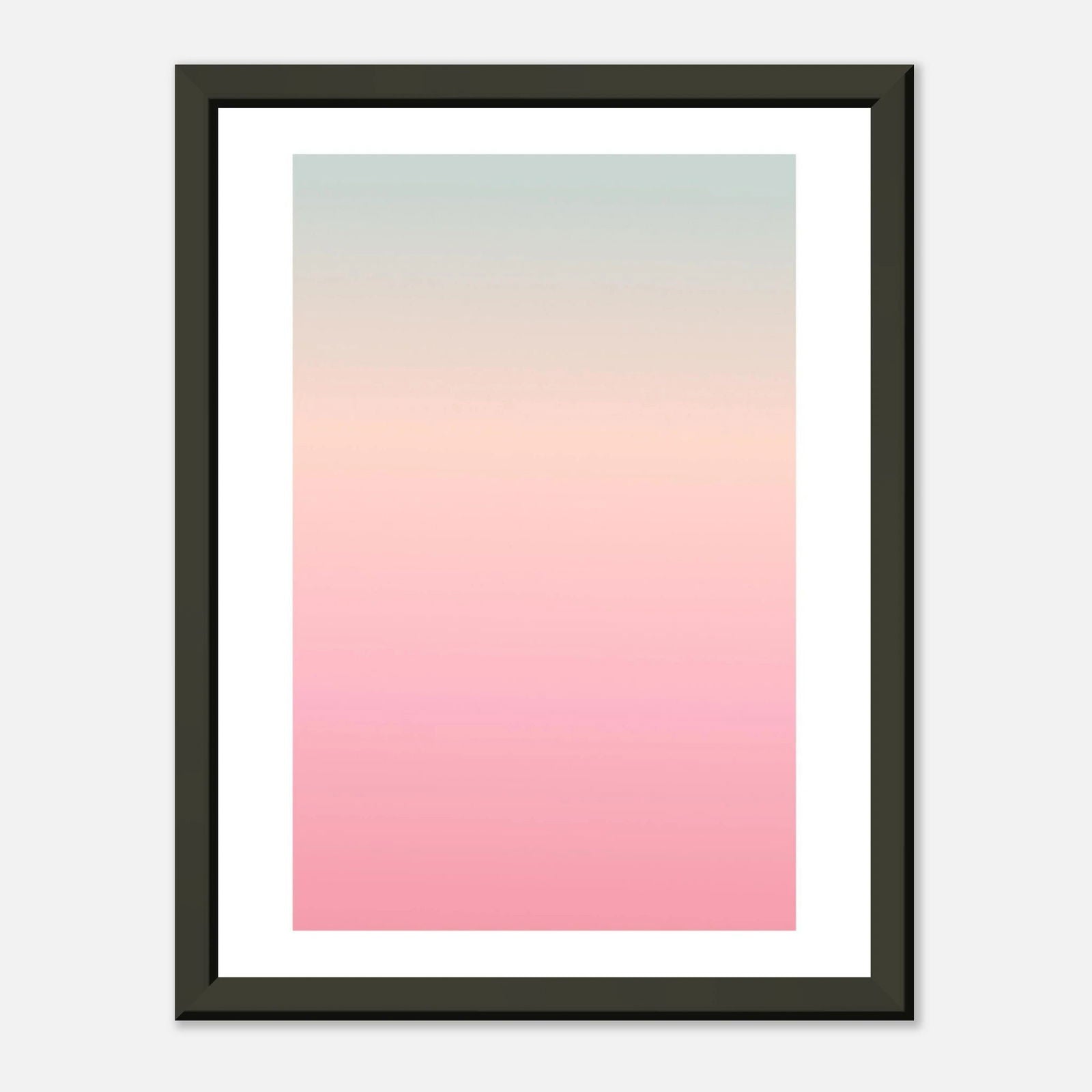 AAM_Linear Pastell Gradient Art Poster im schwarzen Metallrahmen - Grün Rosa