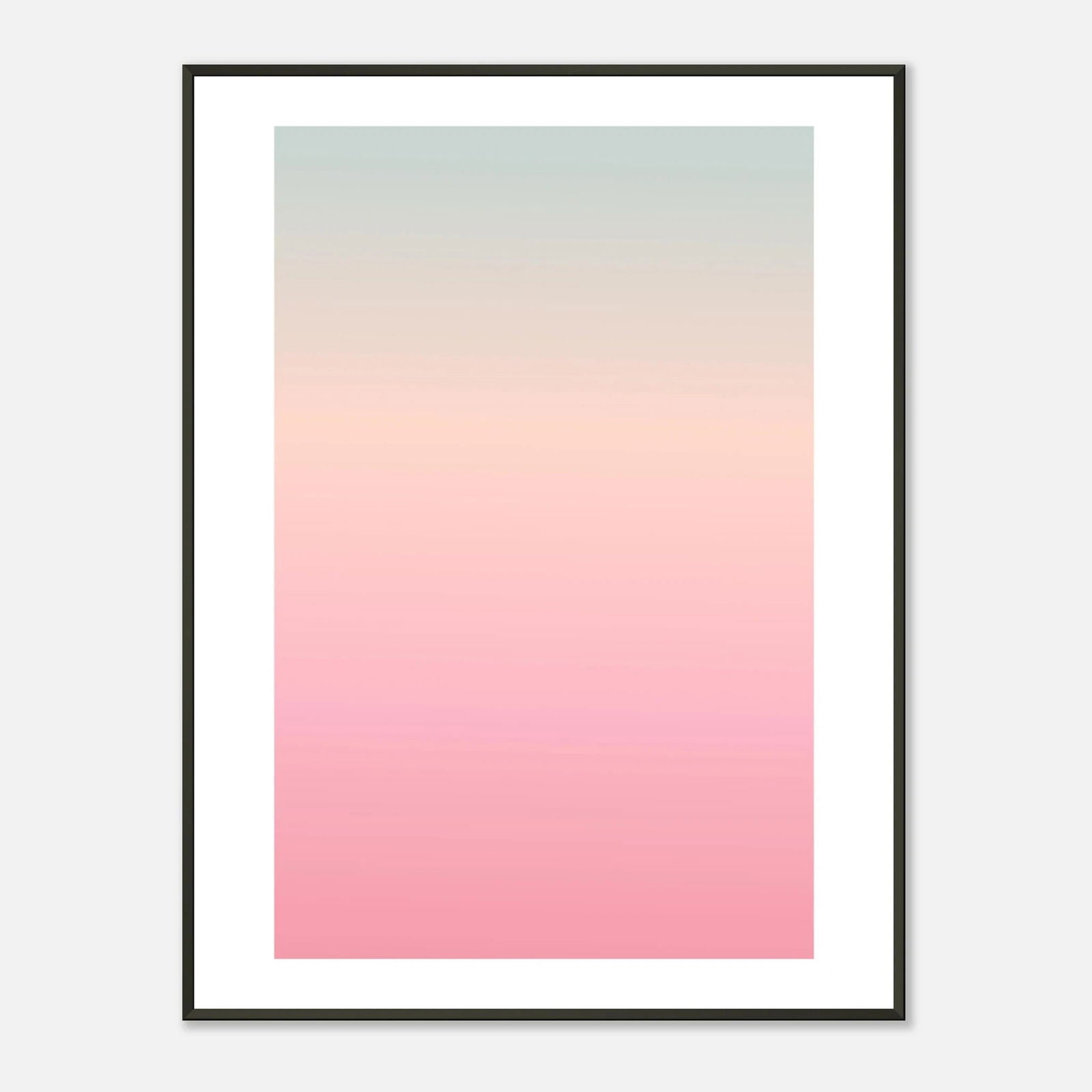 Pastell Gradient Aura Poster im schwarzen Metallrahmen in Grün Rosa Farbverlauf