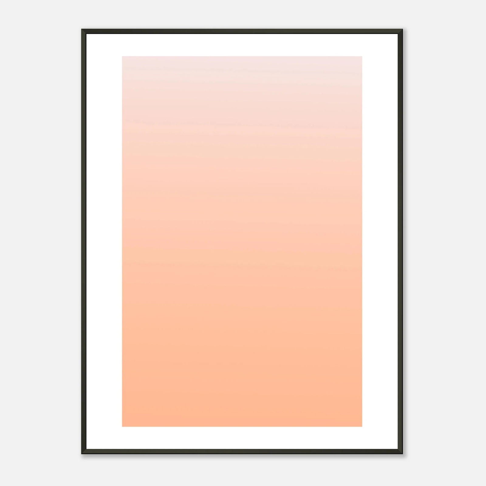 Framed peach-toned Pastell Gradient Art Poster im schwarzen Metallrahmen - Orange