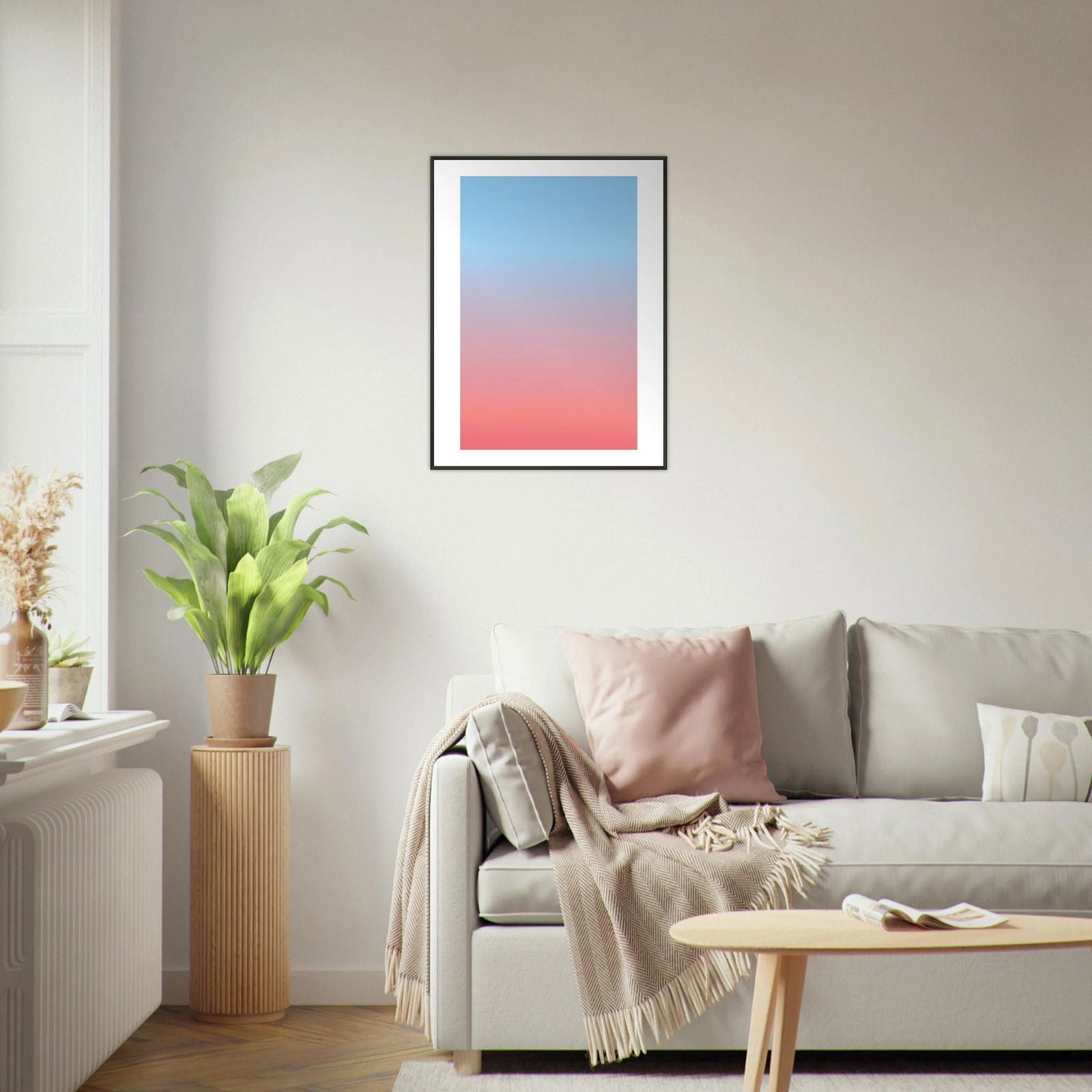 AAM_Linear Pastell Gradient Art Poster im schwarzen Metallrahmen - Sky Sunset
