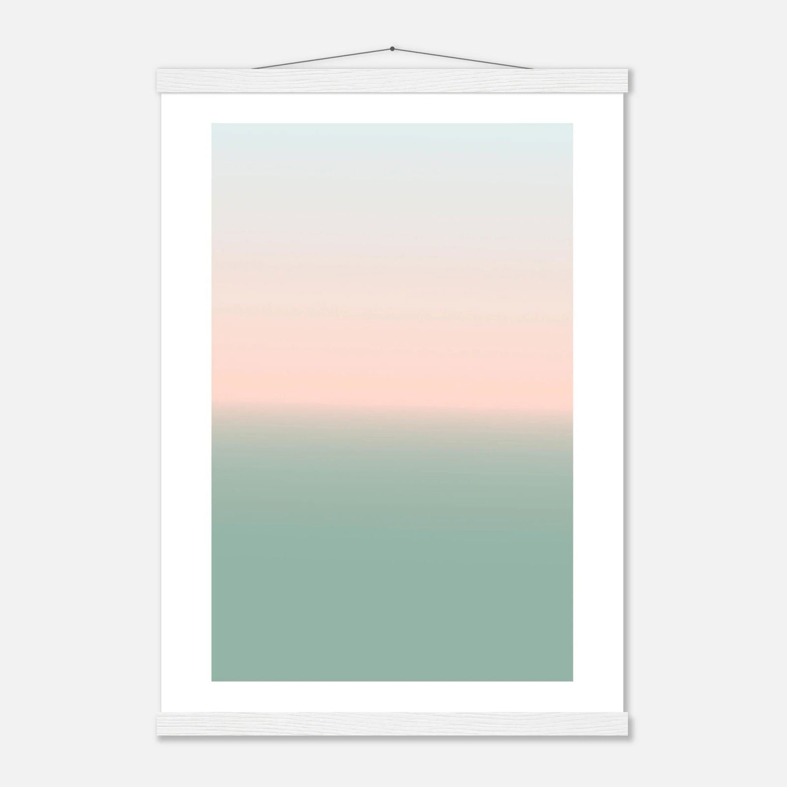 AAM_Linear Pastell Gradient Art Poster mit Holzleisten - Grün Beige