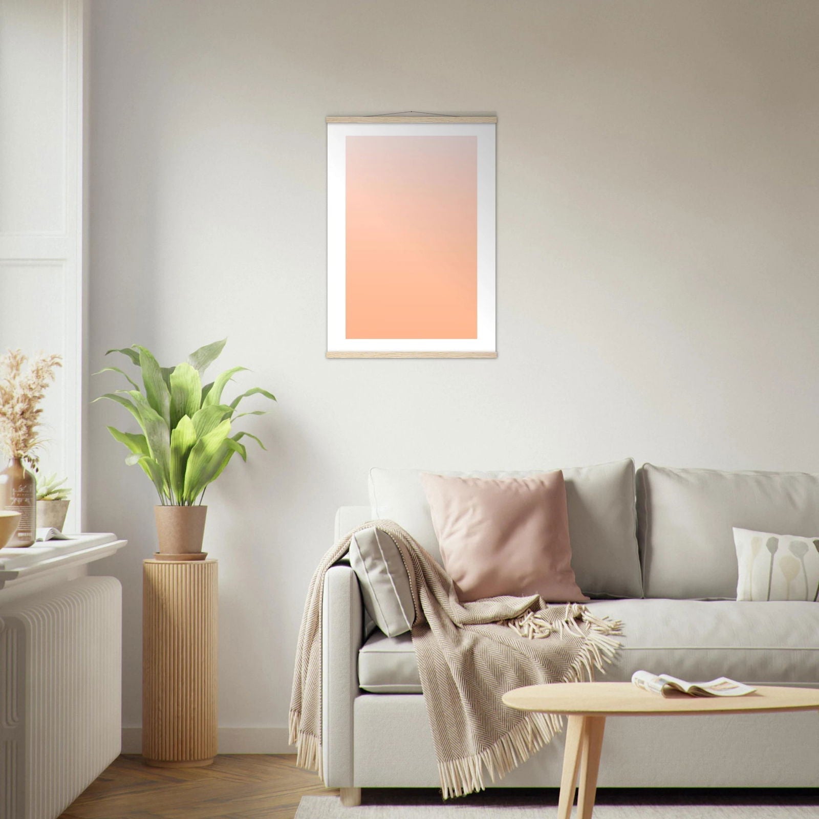 AAM_Linear Pastell Gradient Art Poster mit Holzleisten - Orange